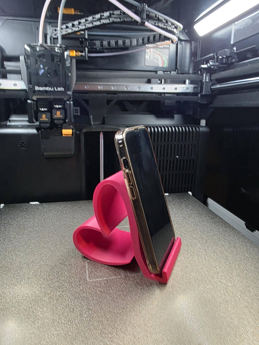 Heart-Shaped Phone Holder | Pink 3D Printed Phone Stand | Cute Desk & Bedside Accessory