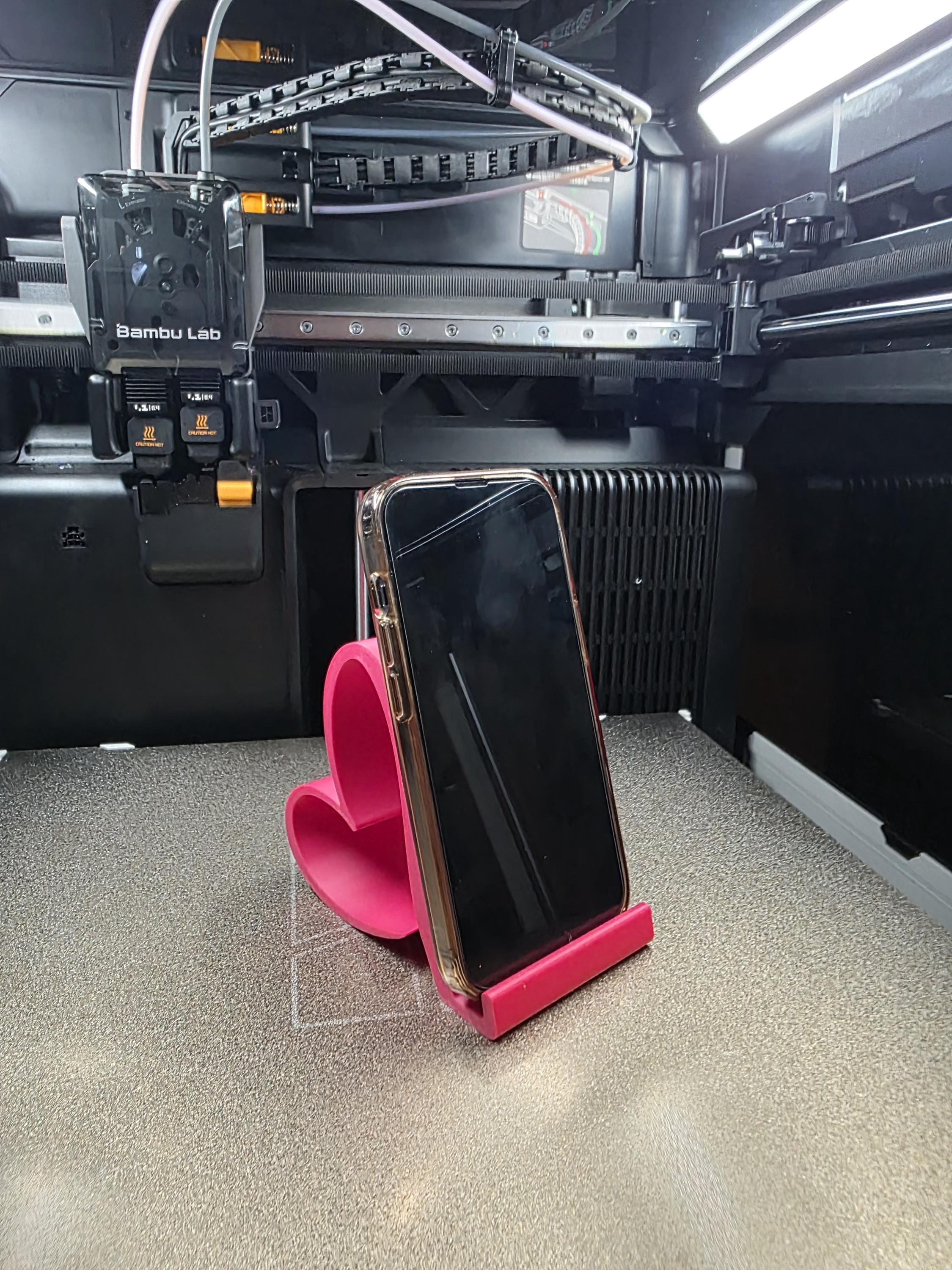 Heart-Shaped Phone Holder | Pink 3D Printed Phone Stand | Cute Desk & Bedside Accessory