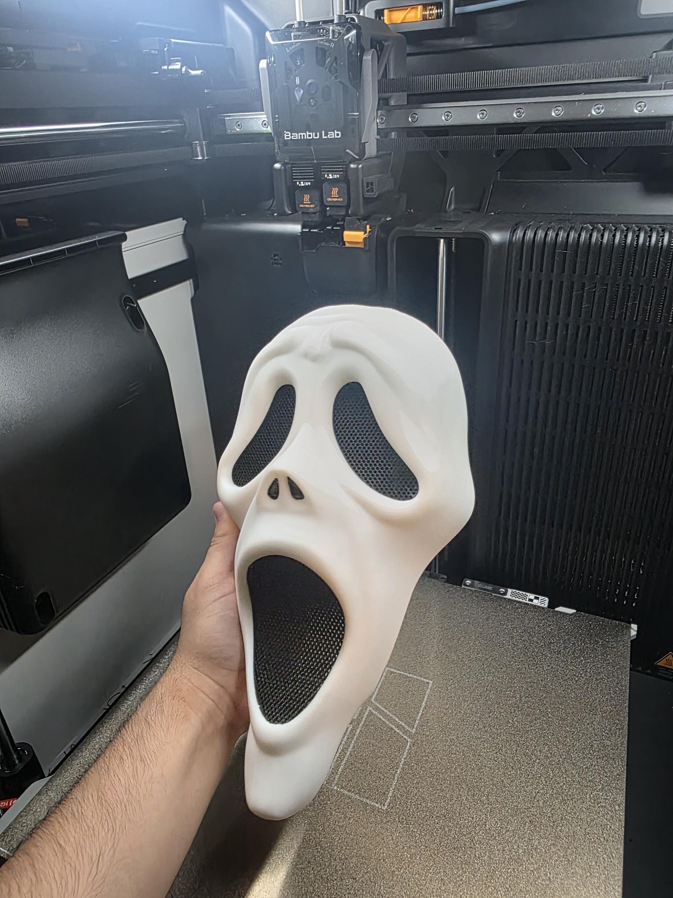 Wearable Scary Movie 6 Ghostface Inspired Mask – 3D Printed – Mesh Eyes & Nose