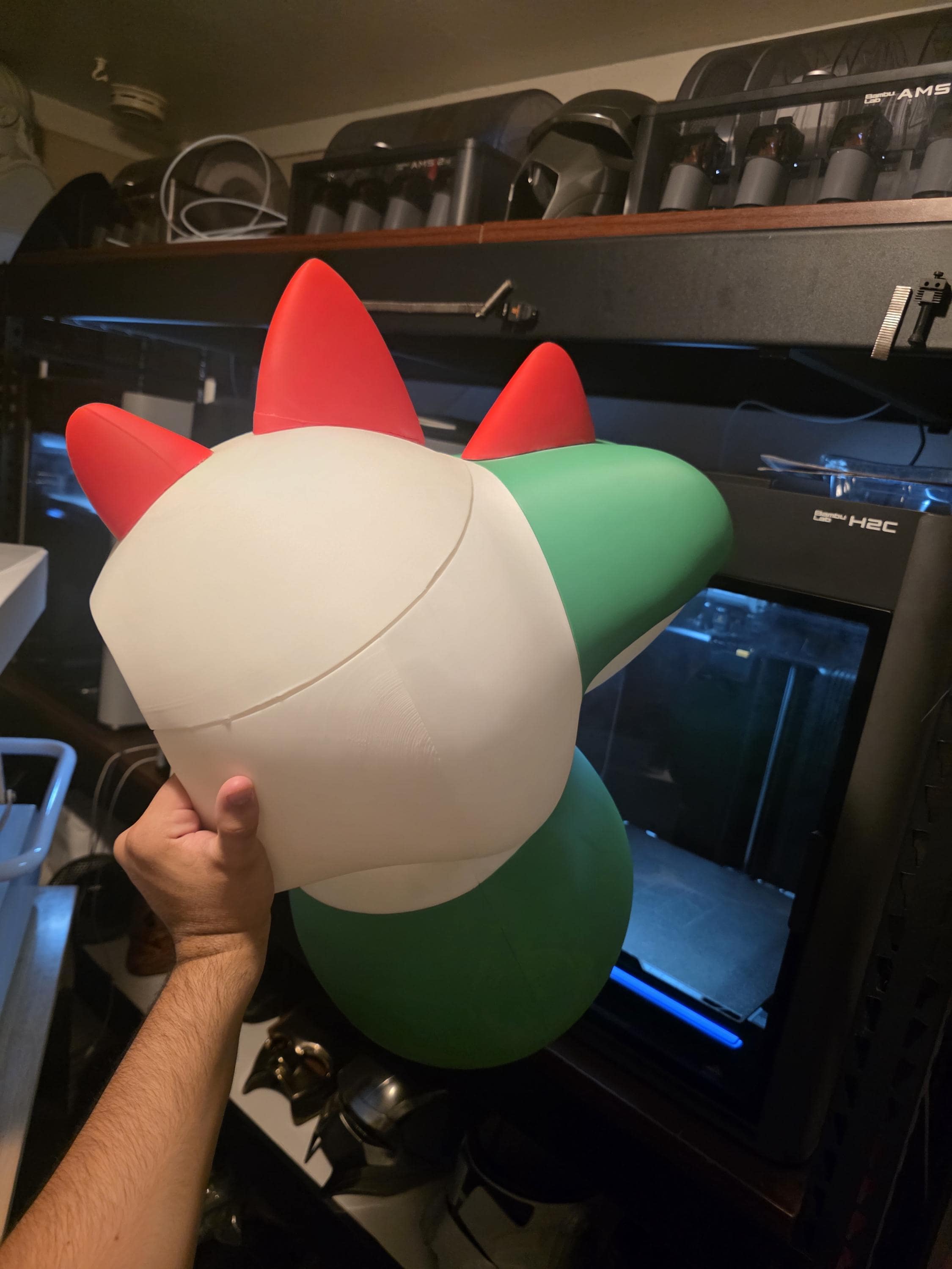 3D Printed Yoshi inspired Helmet – Super Mario Galaxy Inspired – Fully Assembled Cosplay Mask (24” Fit, Magnetic Back)