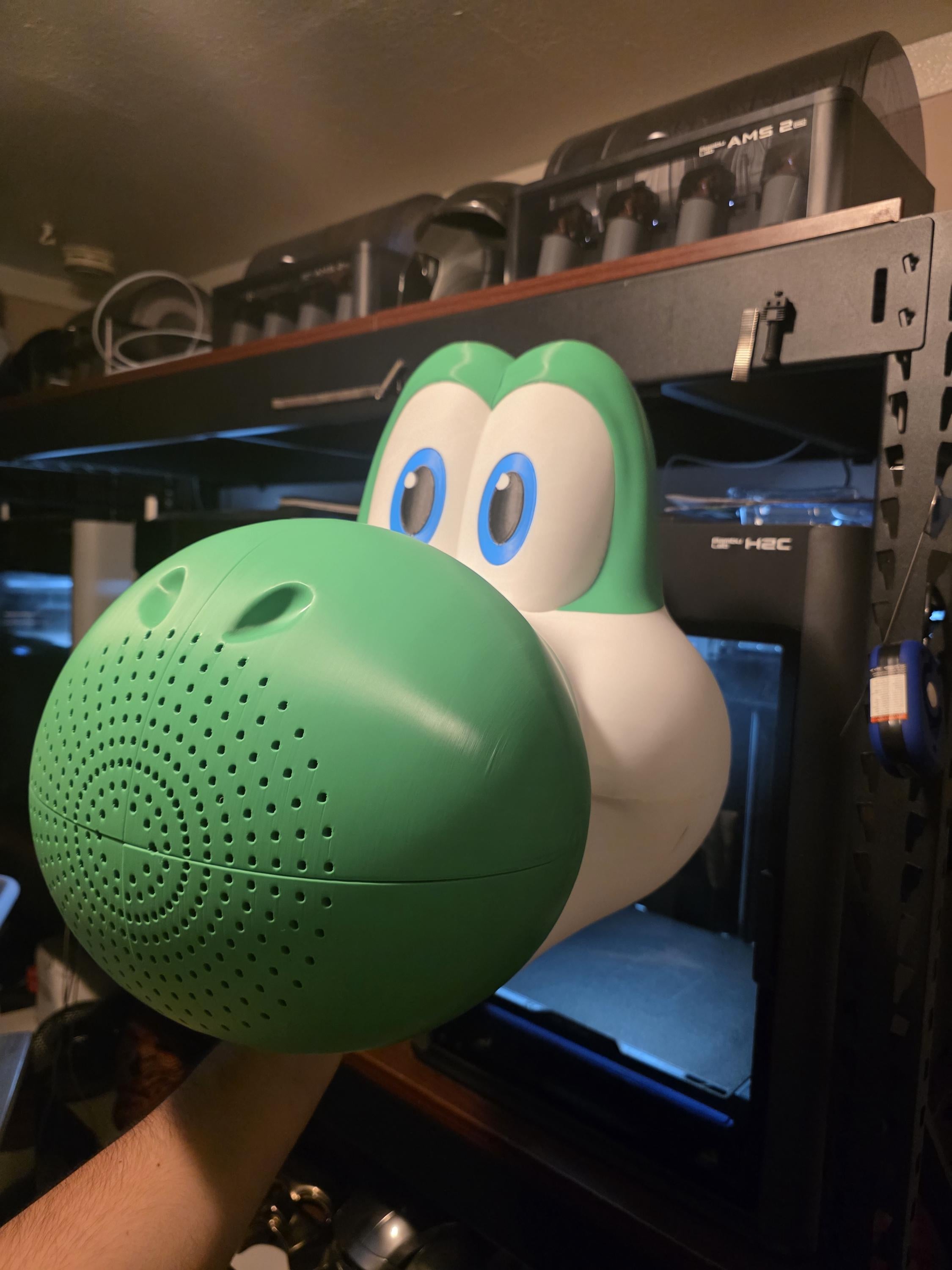 3D Printed Yoshi inspired Helmet – Super Mario Galaxy Inspired – Fully Assembled Cosplay Mask (24” Fit, Magnetic Back)