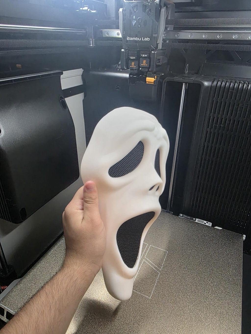 Wearable Scary Movie 6 Ghostface Inspired Mask – 3D Printed – Mesh Eyes & Nose