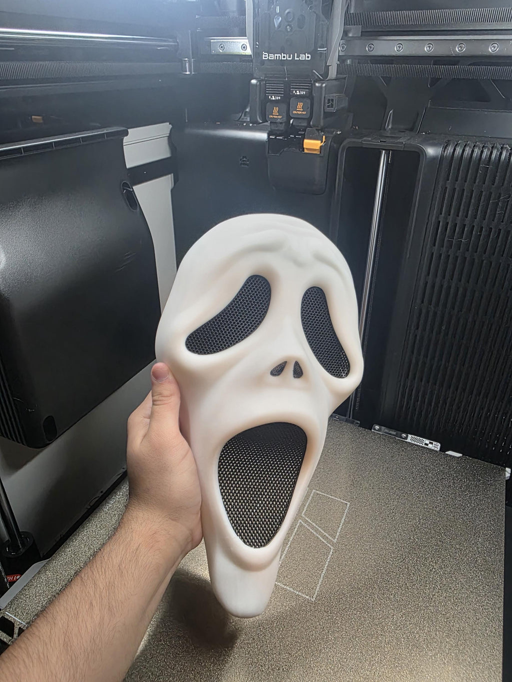 Wearable Scary Movie 6 Ghostface Inspired Mask – 3D Printed – Mesh Eyes & Nose
