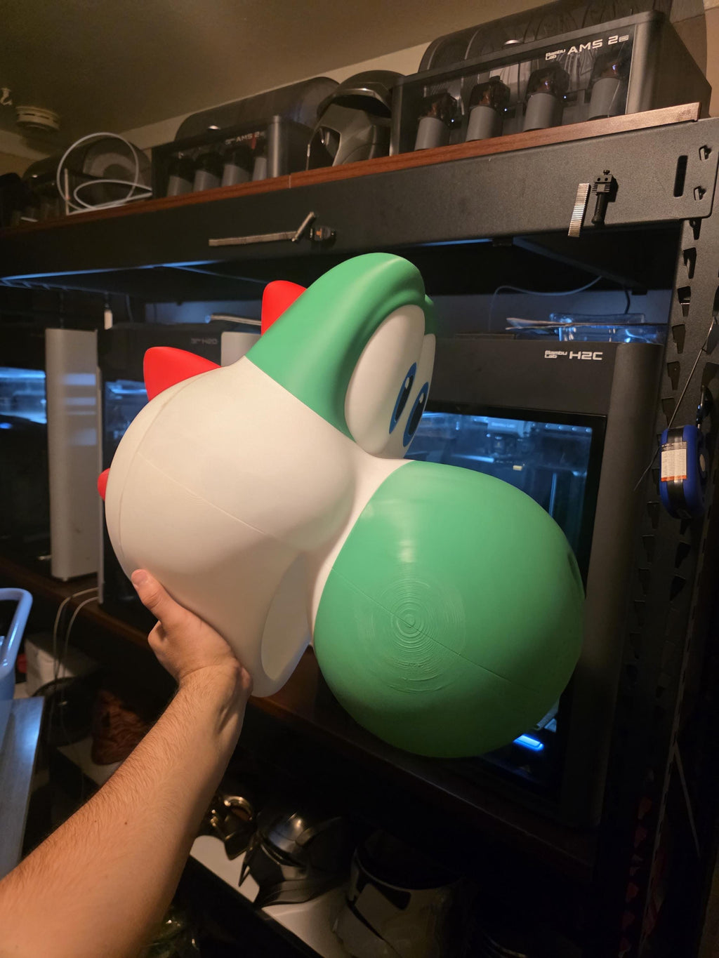 3D Printed Yoshi inspired Helmet – Super Mario Galaxy Inspired – Fully Assembled Cosplay Mask (24” Fit, Magnetic Back)